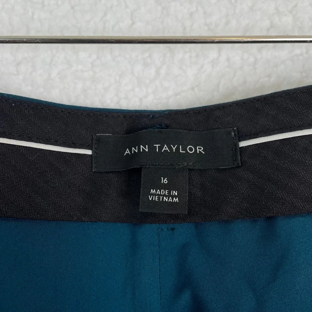 Ann Taylor Teal Blue Wool Blend Straight Leg Dress Pants Womens Size 16